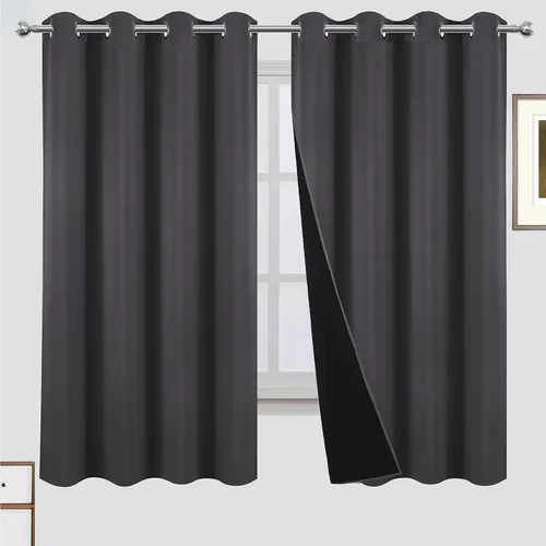Vista 66 de LEMOMO Cortinas 100% opacas de 38 x 54 pulgadas, 2 paneles de oscurecimiento con aislamiento térmico para dormitorio