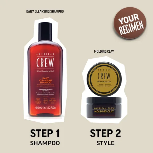 Vista 6 de American Crew Arcilla para moldear el cabello para hombre, gel de peinado con fuerte sujeción y brillo medio, relleno de calcetines para él, 3 onzas