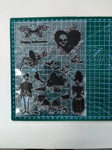 Vista 2 de NZJ Sello transparente de silicona transparente con texto en inglés «Happy Halloween», para álbumes de recortes, diario, tarjetas, 4.3 x 6.3 pulgadas