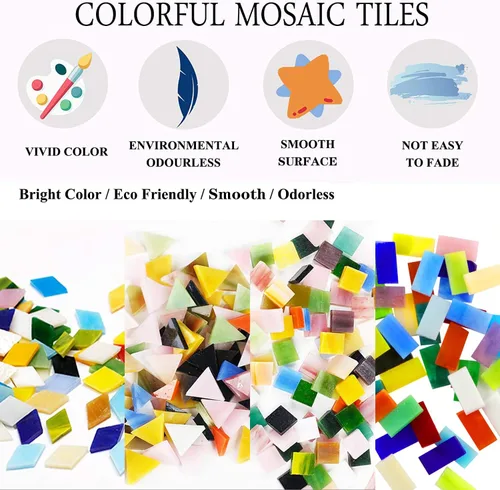 Vista 3 de 1100 Piezas de Azulejos de Mosaico, Azulejos de Mosaico de Vidrio para Manualidades al Por Mayor, Piezas de Vidrio de Mosaico Teñido, Suministros