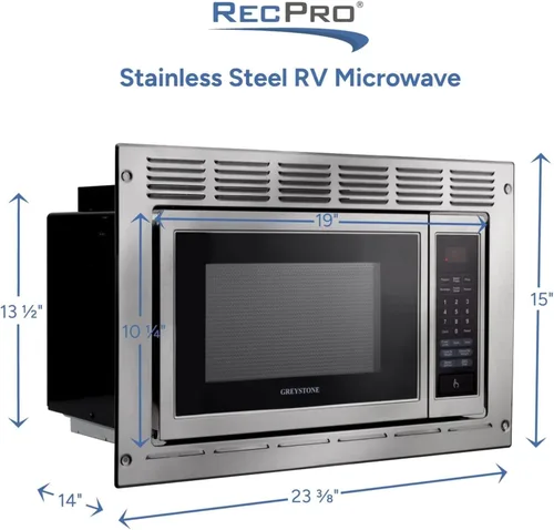 Vista 3 de RecPro Microondas RV Over the Range Microondas de acero inoxidable de 0.9 pies cúbicos con kit de molduras 900 vatios Reemplazo directo