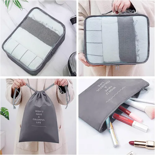 Vista 4 de 9 organizadores de equipaje de viaje, organizadores de equipaje para maleta, cubos de viaje para maleta, bolsa esencial de viaje ligera con bolsa