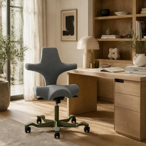 Vista 70 de HAG Capisco - Silla Sit to Stand con marco plateado, tapizada, color verde brillante Verde (Bright Green)