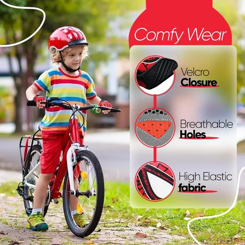 Vista 6 de Guantes de ciclismo de medio dedo para niños, antideslizantes, acolchados, antideslizantes, sin dedos, para niños y niñas, ideales para BMX, MTB