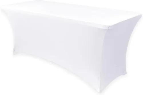 Vista 26 de Obstal Funda de mesa de elastano elástica de 4 pies para mesas plegables estándar, paquete de 2 manteles rectangulares universales ajustables