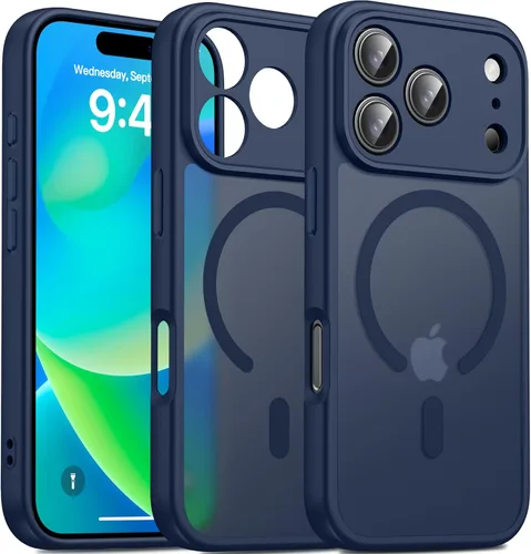 Vista 80 de Oterkin Funda magnética para Samsung Galaxy A17 mate, funda de teléfono A17 compatible con MagSafe esmerilada, translúcida, a prueba de golpes Negro