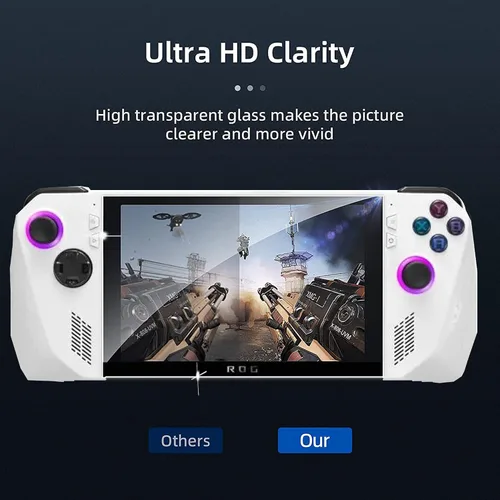 Vista 3 de Protector de pantalla compatible con ROG Ally, [2 unidades] Película protectora de pantalla de vidrio templado 9H compatible con juegos portátiles