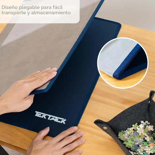Vista 2 de Tektalk Tablero de rompecabezas plegable con 6 bandejas de clasificación, superficie antideslizante, hasta 1000 piezas (gris)