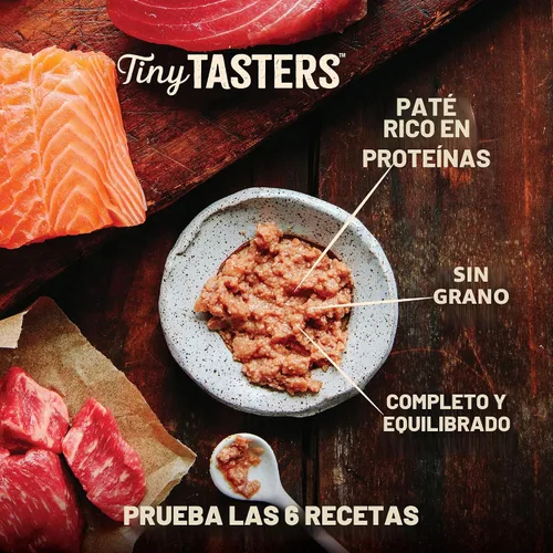 Vista 2 de Wellness CORE Tiny Tasters - Alimento húmedo en paté para gatos adultos, natural, rico en proteínas, sin granos, bolsa de 1.75 onzas, paquete de 12