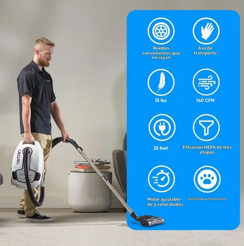 Vista 4 de Prolux Tritan aspiradora HEPA con caño para pisos sólidos con poderoso motor de 12 Amp