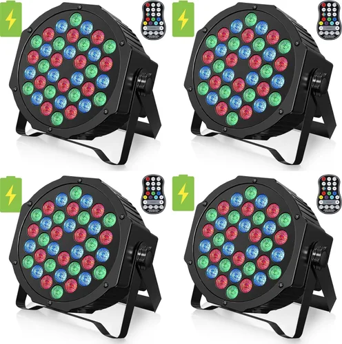 Vista 12 de HOLDLAMP Luces Par recargables de 36 W RGB alimentadas por batería, luces LED inalámbricas para DJ, activadas por sonido y control remoto para 1
