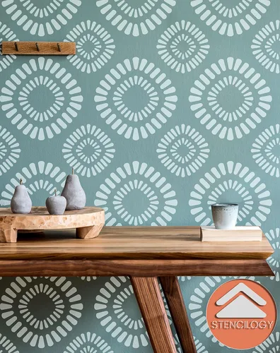 Vista 3 de STENCILOGY® / Asi - Plantilla de pared XL de 24 x 38 pulgadas, patrón de plantilla de pared floral grande, plantillas de pared grandes para pintar