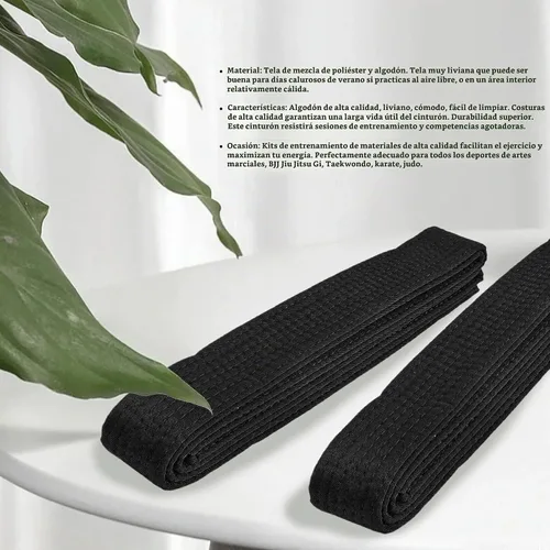 Vista 5 de Cinturón negro suave de 8.6 pies de largo para artes marciales karate taekwondo judo
