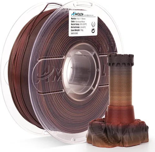 Vista 9 de AMOLEN - Filamento para impresora 3D de PLA de madera de bambú, filamento de PLA de 1.75mm con 15% de fibra de bambú real, 1kg/2.2lb con 15%