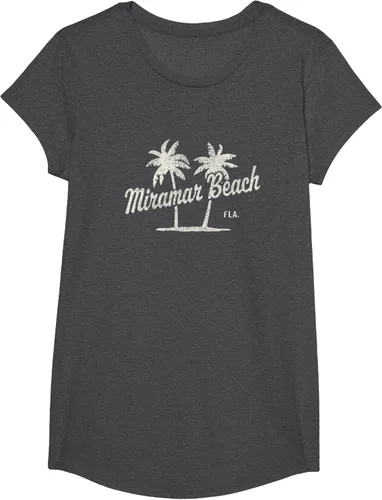 Vista 42 de Miramar Beach Florida Vintage 70s Palm Trees - Camiseta gráfica, Azul / Patchwork, S