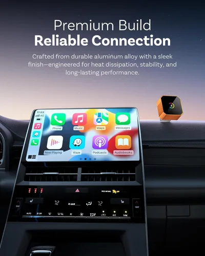 Vista 4 de Adaptador inalámbrico CarPlay 2026 para iPhone, 2 en 1 Plug and Play, convierte con cable a CarPlay inalámbrico Android Auto, conexión automática