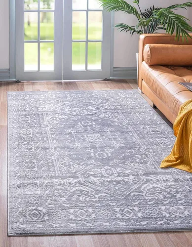 Vista 12 de Unique Loom Boston Collection - Alfombra de área con medallón (2 x 8 pies, color blanco y gris)