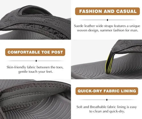 Vista 7 de KuaiLu - Sandalias deportivas para hombre, cómodas, con soporte ortopédico para el arco y fascitis plantar, para exteriores, verano o playa, tallas