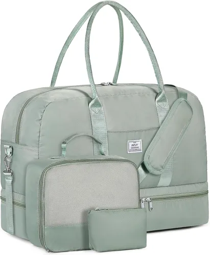 Vista 177 de IBFUN Bolsas de fin de semana para mujer, bolsa grande de lona para viaje, bolsa de viaje con compartimento para zapatos, 21 pulgadas, juego de 3