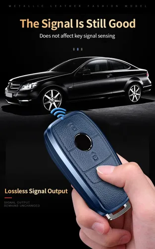 Vista 3 de Funda para llavero remoto de entrada sin llave inteligente para Mercedes Benz E S Class W213 2021, Marrón