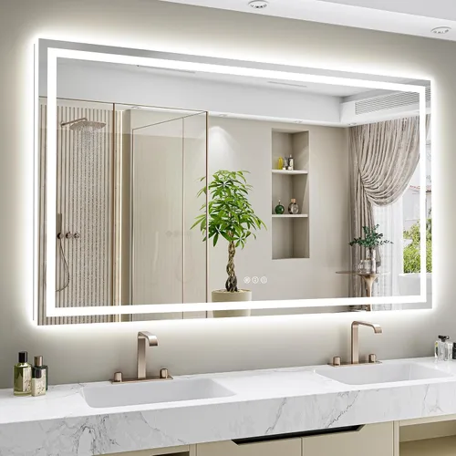 Vista 36 de Espejo de baño LED de 24x30 pulgadas con luces, espejo de tocador frontal y retroiluminado para pared de baño con 3 colores, regulable