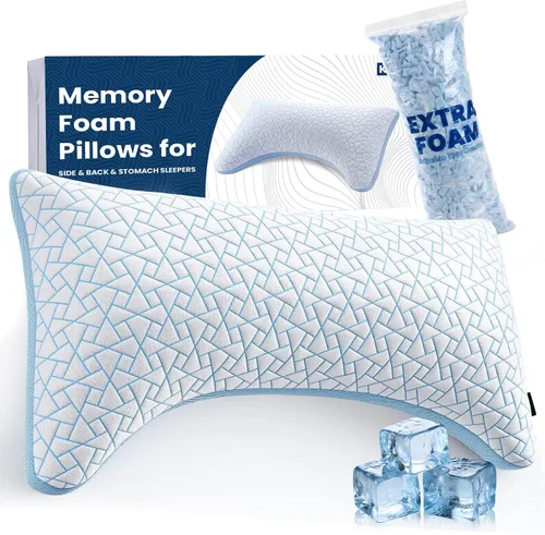 Vista 13 de A-Pce Almohada para dormir de lado, almohada refrescante para soporte de Almohadas ajustables de espuma viscoelástica para aliviar el dolor