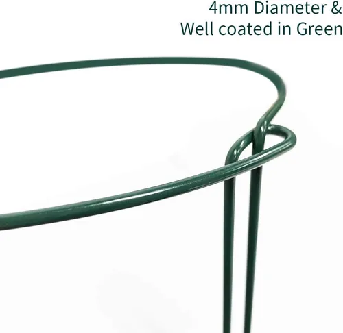 Vista 6 de JOYSEUS Paquete de 6 estacas de soporte para plantas, estacas de metal para plantas de jardín, anillo de soporte de plantas medio redondo verde