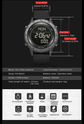 Vista 4 de NORTH EDGE Men's Digital Watches, Sports Wristwatch Big Display No APP No Bluetooth Lightweight