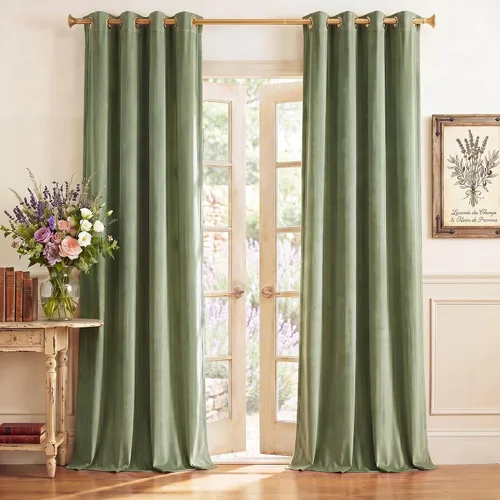 Vista 30 de StangH Cortinas de terciopelo gris de 84 pulgadas para oscurecer la habitación, con aislamiento térmico, cortinas gruesas y pesadas para sala