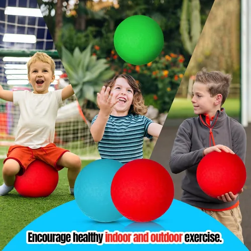 Vista 3 de New Bounce Pelotas deportivas de 5 pulgadas para niños pequeños, paquete de 3 unidades, color rojo, azul, verde, pequeñas bolas suaves