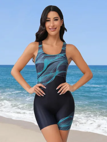 Vista 85 de ATTRACO Traje de baño deportivo de una pieza para mujer, traje de baño deportivo de entrenamiento