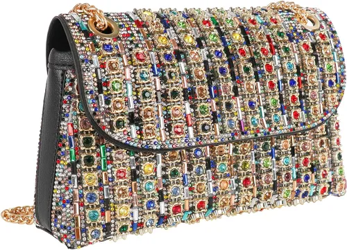 Vista 7 de Bolso de mano de noche con diamantes de imitación brillantes para mujer, bolso de hombro para boda, fiesta, baile de graduación