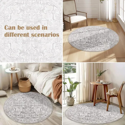 Vista 171 de jinchan Lima - Alfombra simétrica floral geométrica lavable, alfombra de entrada de medio círculo de 2 x 3, alfombra de media luna, suave y Azul