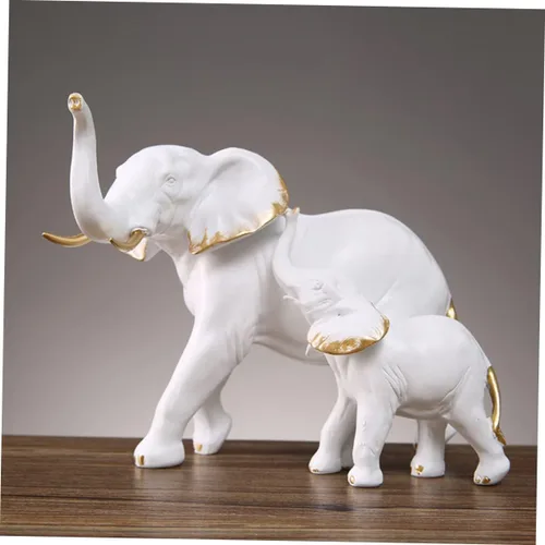 Vista 4 de jojofuny Decoración para el hogar 1 juego de adornos de madre e elefante, decoración de oficina para madre e hijo, adorno de arte animal, decoración
