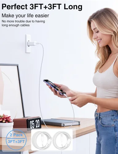 Vista 8 de Cable USB C a Lightning de 3/3 pies [certificado Apple MFi], cable tipo C a Lightning trenzado de nailon trenzado, cable de carga USBC a Lightning