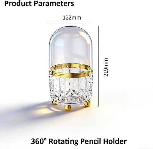 Vista 4 de GOTOBA Portalápices giratorio de 360° para escritorio, soporte para brochas de maquillaje con 6 ranuras, organizador de escritorio para utensilios