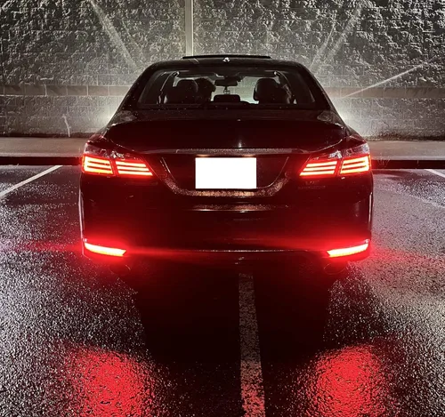 Vista 3 de iJDMTOY OE-Spec Luces Reflectoras LED Completas de Parachoques Inferior con Lente Roja Compatible con Honda Accord Sedán 2016-2017, Funcionan como