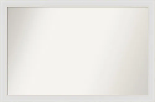 Vista 79 de Amanti Art Espejo de baño blanco para sobre el fregadero, 24 x 26 pulgadas, espejo rectangular blanco y blanco, marco de madera contemporáneo