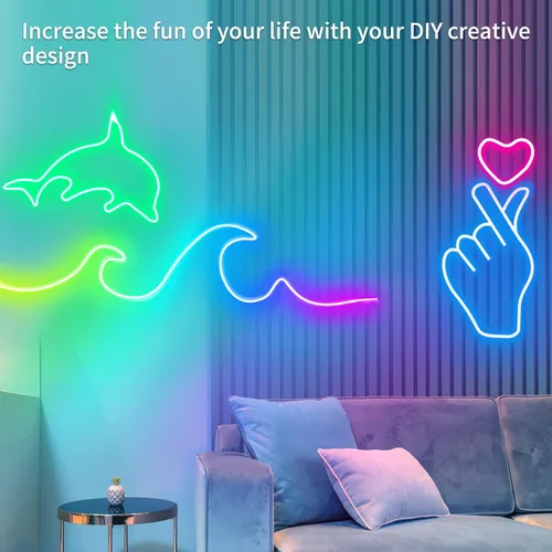 Vista 3 de segrass - Tiras de luces LED de neón de 100 pies 24V, luces de cuerda LED RGB con control remoto, control de aplicación, IP65, impermeables