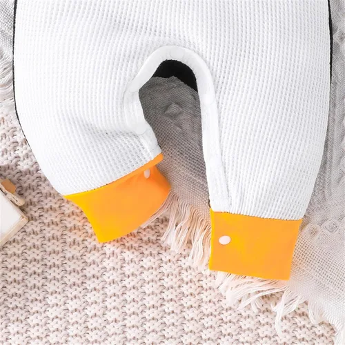 Vista 6 de Maemukilabe Mameluco con capucha de pingüino de manga larga con botones para bebé, niño, niña, disfraz de animal, ropa de otoño e invierno