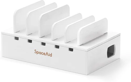 Vista 9 de Estación de carga SpaceAid de bambú para múltiples dispositivos, estaciones de acoplamiento para teléfono celular para múltiples laptops, tabletas