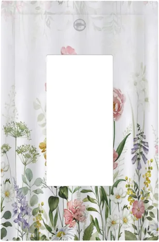 Vista 80 de Cubiertas de Enchufe Dúplex de 1 Gang con Hojas Florales de Eucalipto Azul en Acuarela, Placa Frontal Decorativa para Interruptor de Luz, Placa