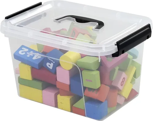 Vista 2 de Cajas transparentes de almacenamiento de plástico de 8 cuartos de galón, recipientes transparentes con tapas y asas, 6 paquetes