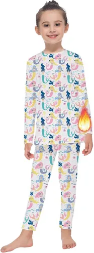 Vista 19 de MANCYFIT Conjunto de ropa interior térmica para niñas, con forro polar largo, capa base ultra suave Rosa bebé