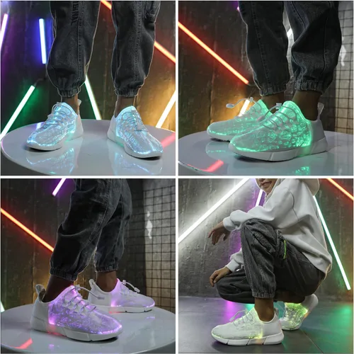 Vista 5 de YYXMS Zapatos de fibra óptica para niños y niñas, tenis iluminados para niños, zapatos intermitentes con carga USB para Navidad, festivales