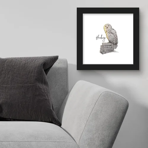 Vista 3 de Gallery Pops Harry Potter - Arte de pared Glimmer Hedwig, versión enmarcada negra, 12 x 12 pulgadas Versión con marco negro