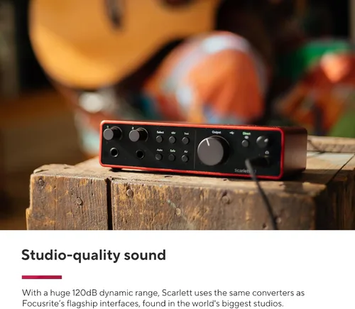 Vista 4 de Focusrite Scarlett 2i2 Studio - Paquete de interfaz de audio USB de 4ª generación para el compositor con micrófono de condensador y auriculares