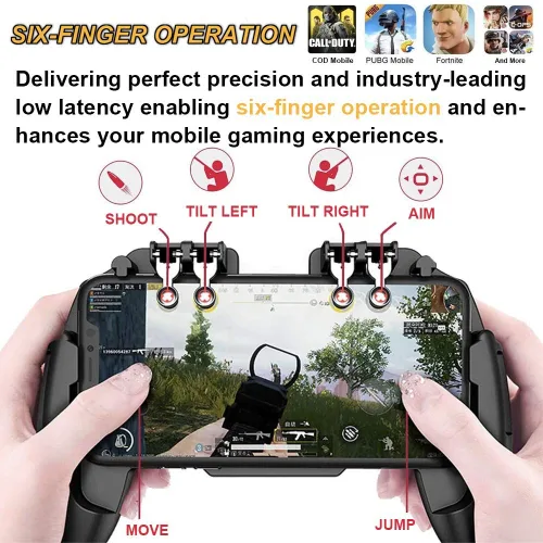 Vista 2 de Mikirini Mobile Game Controller with Cooling Fan for PUBGFortniteCall of Duty, Mobile Game Trigger Joystick Gamepad for 4-6.5" iOS & Android Phone