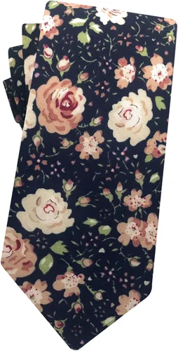 Vista 30 de Corbata de algodón floral para hombre, corbata delgada impresa de 2.56'' 01-Bean Pasta Rosa