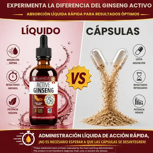 Vista 9 de Ginseng activo Panax rojo coreano con Ginsenósidos naturales - Solución líquida avanzada totalmente natural para una absorción 2 veces mayor - Apoya